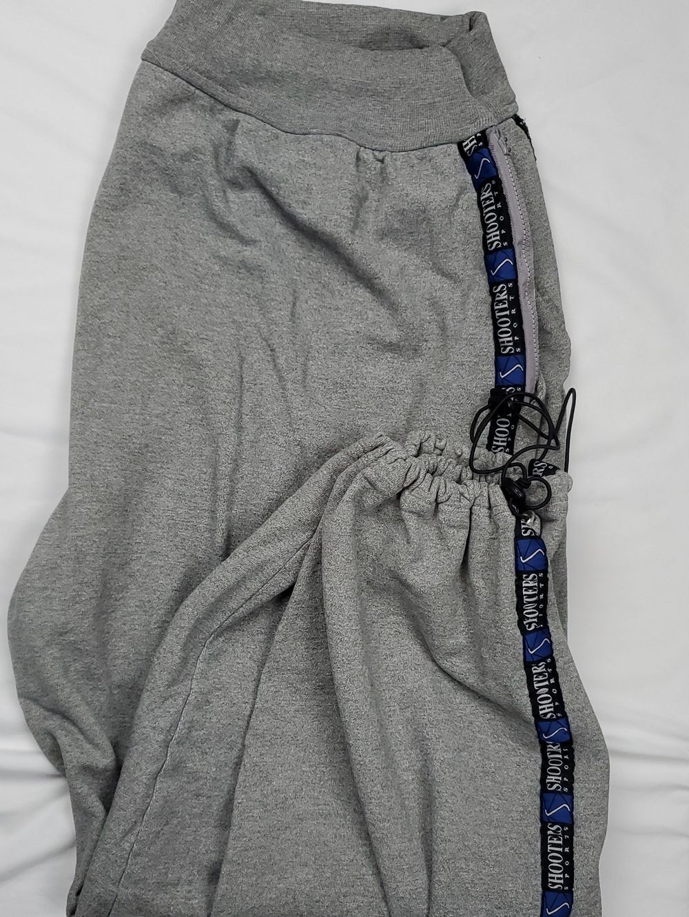 Shooters Gray Sweatpants | Mens Y2K Side Logo Tape Jogger Cargo Pants